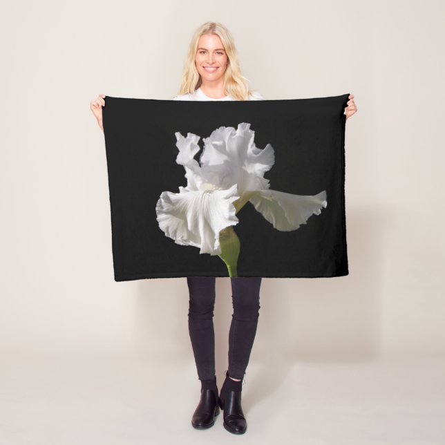 Flowers | White Iris Fleece Blanket (In Situ)