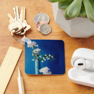 Flowers   White Iris in Vase Keychain