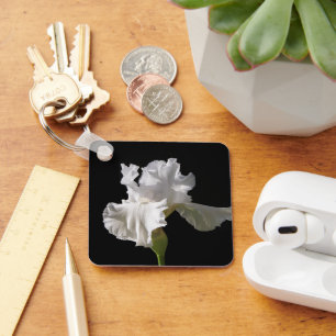 Flowers   White Iris Keychain