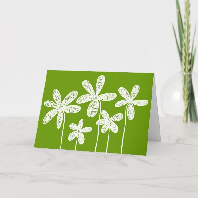 Flowers - White on Green 669900 Card (Front)