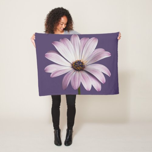 Flowers  White  Purple Daisy Fleece Blanket
