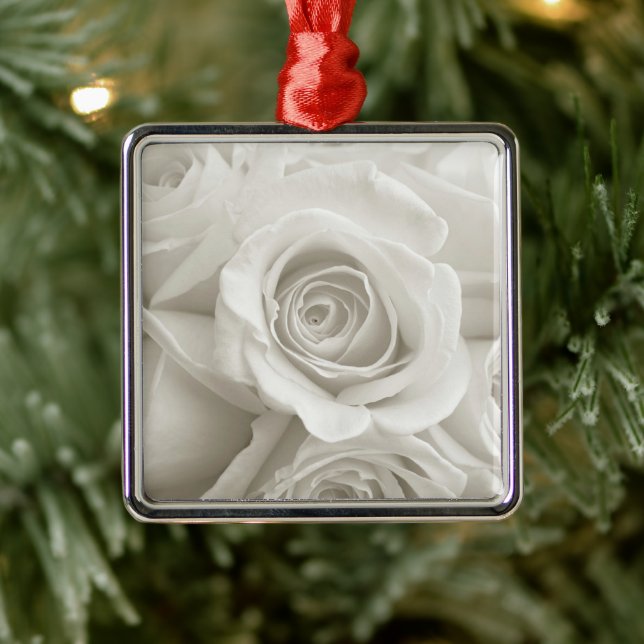 Flowers | White Roses Metal Ornament (Tree)