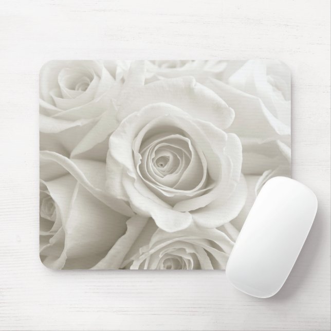 Flowers | White Roses Mouse Pad (With Mouse)