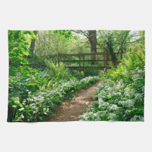 Flowers White Wildflowers in Forest Kitchen Towel