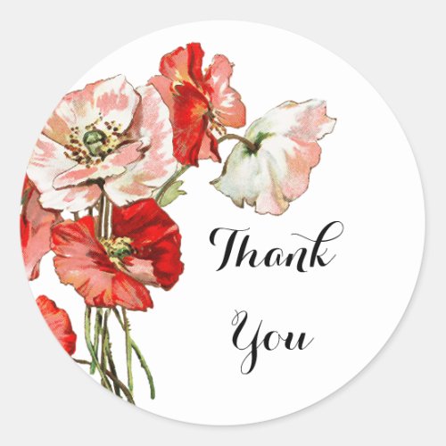 Flowers wild poppy personalize classic round sticker