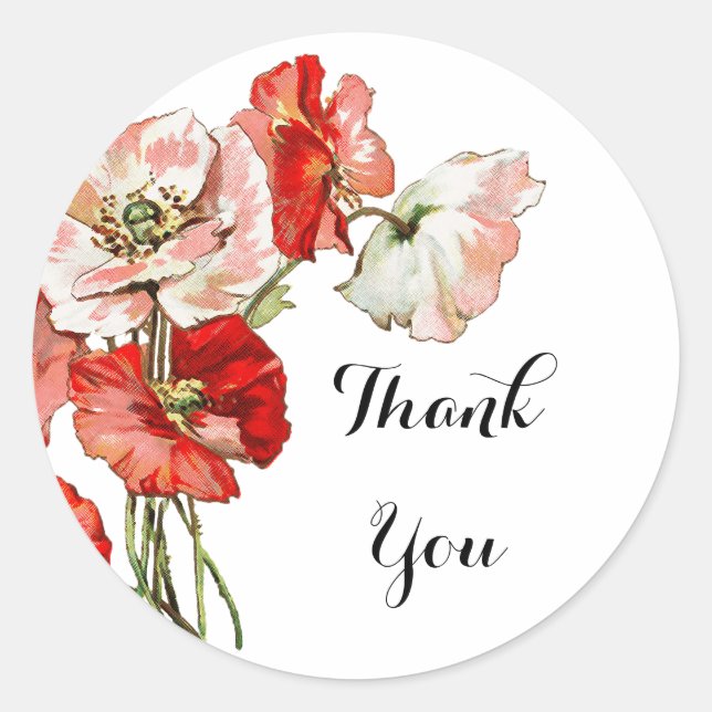 Flowers wild poppy personalize classic round sticker (Front)