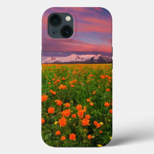 Flowers   Wildflower Field Snowcapped Mountains iPhone 13 Case