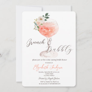 Flowers Wine Brunch & Bubbly Invitation
