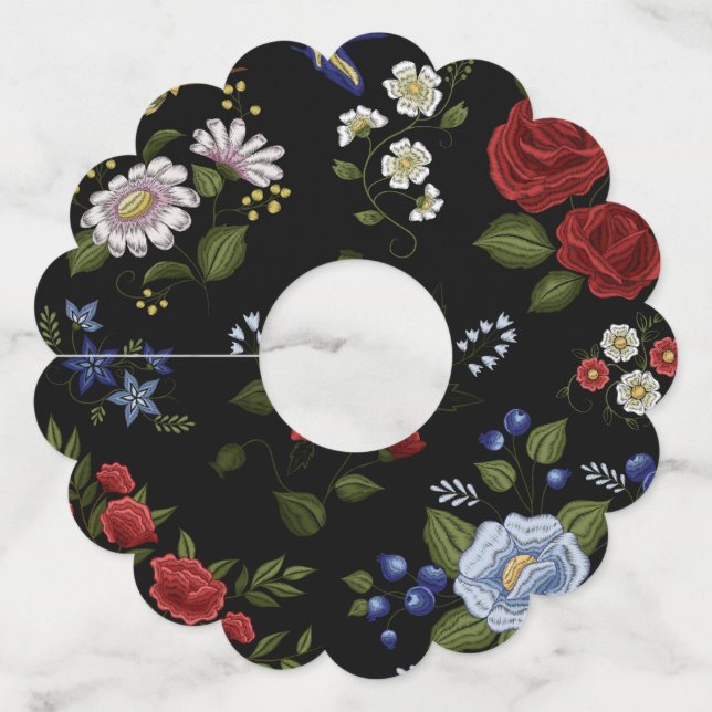 Flowers Wine Glass Tag (Front)