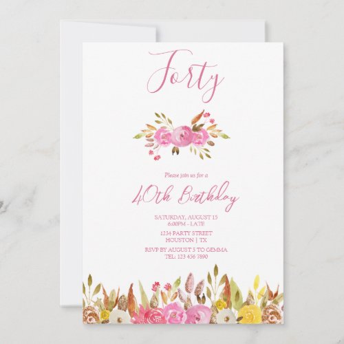 Flowers With A Little Sparkle Birthday Party Invitation