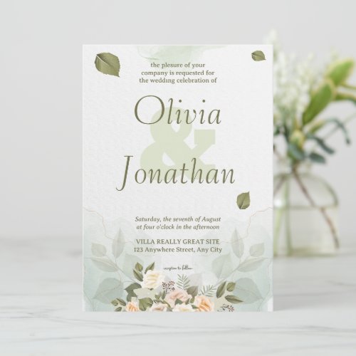 flowers with calming green nuances invitation