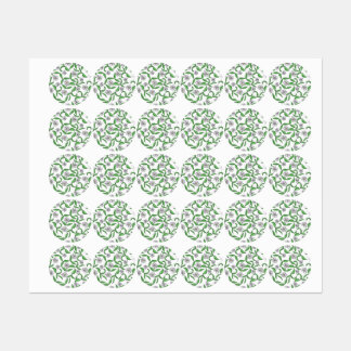 flowers with green twigs seamless pattern kids' labels