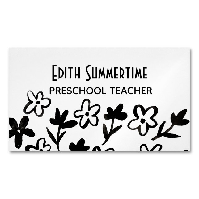 Flowers with ink square business card (Front)