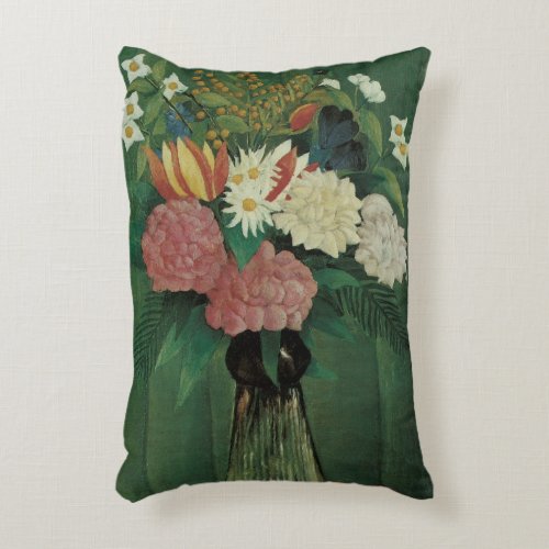 Flowers with Ivy by Henri Rousseau Vintage Floral Accent Pillow