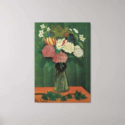 Flowers with Ivy by Henri Rousseau Vintage Floral Canvas Print