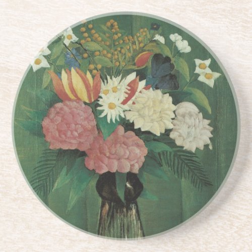 Flowers with Ivy by Henri Rousseau Vintage Floral Drink Coaster