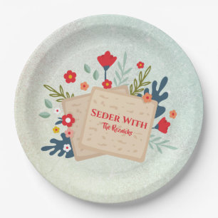 Flowers with Matzah Passover Seder Paper Plates