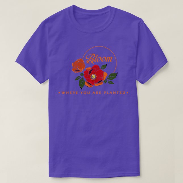 Flowers with orange Leaves T-Shirt (Design Front)