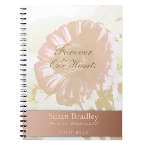 Flowers with pearly pink tag Memorial Guest Book