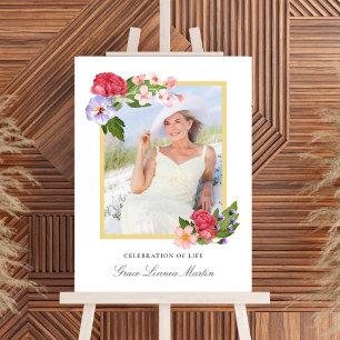 Flowers with Photo Celebration of Life Foam Board