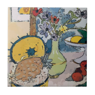 Flowers with Pineapple, after Matisse Tile