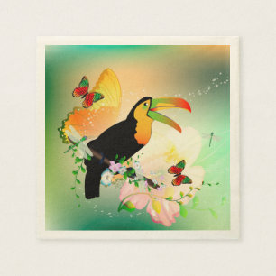 Flowers with toucan paper napkins