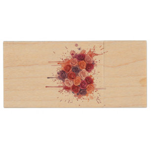 Flowers Wood Flash Drive