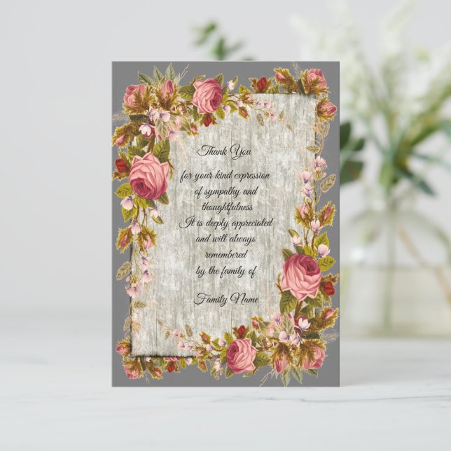 Flowers Wood Frame Thank You Card (Standing Front)