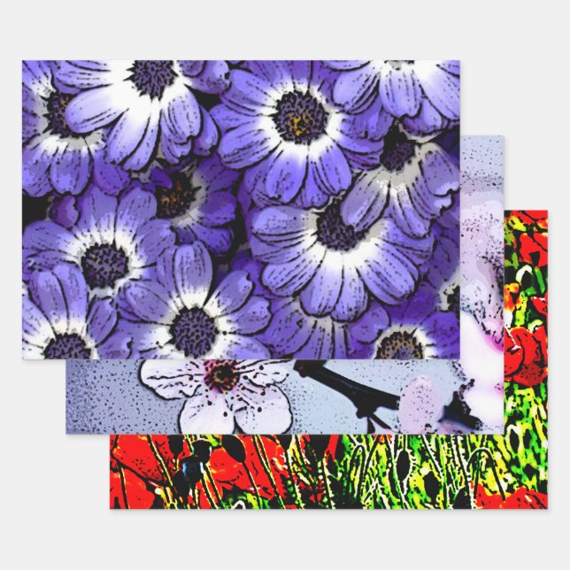 Flowers Wrapping Paper Sheets (Set)