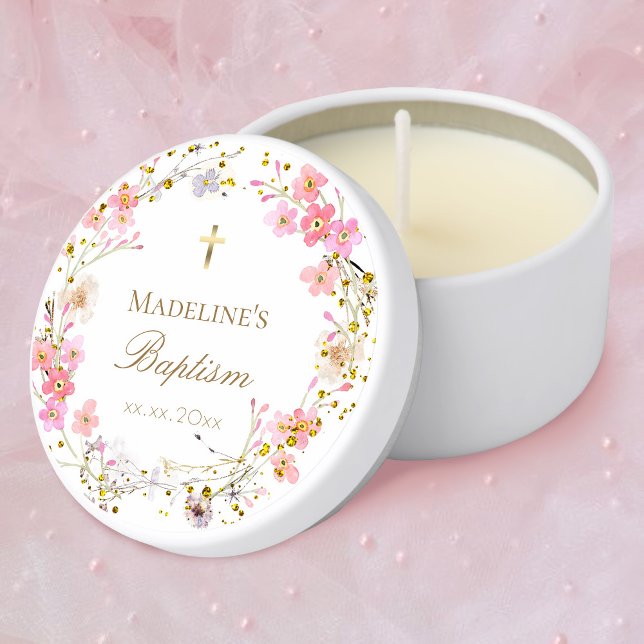  flowers wreath Baptism Mini Candle Favors (Creator Uploaded)