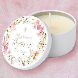  flowers wreath Baptism Mini Candle Favors