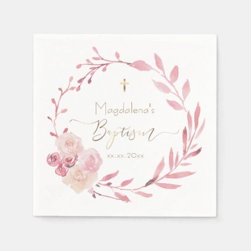  flowers wreath Baptism  Napkins