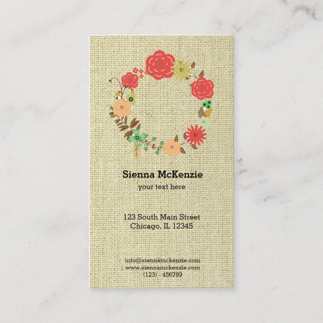 Flowers wreath business card (Front)