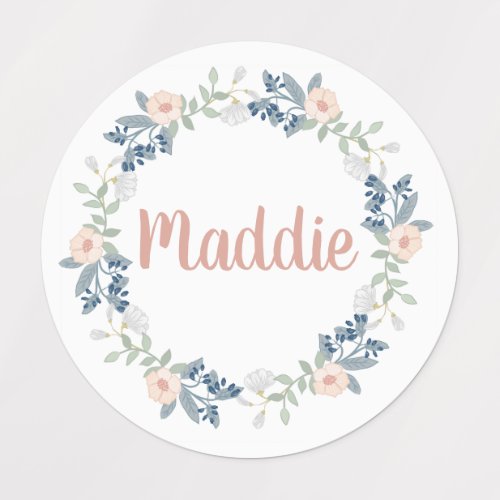 Flowers Wreath Custom Name Labels