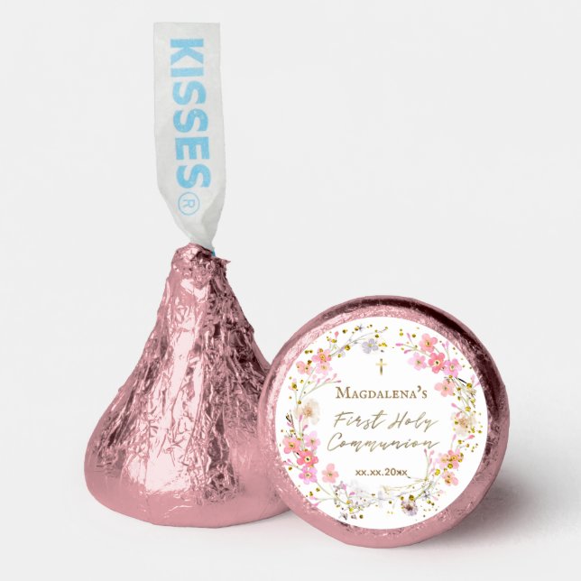  flowers wreath First Communion Hershey®'s Kisses® (Front)