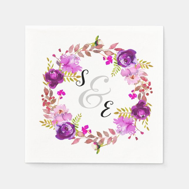 Flowers wreath for all occassions napkins (Front)
