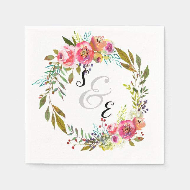 Flowers wreath for all occassions paper napkins (Front)