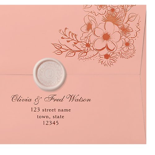 Flowers Wreath Wedding Wax Seal Stamp