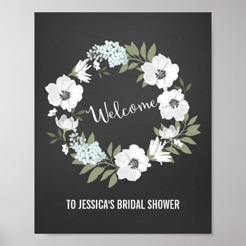 Flowers Wreath Welcome Poster Print