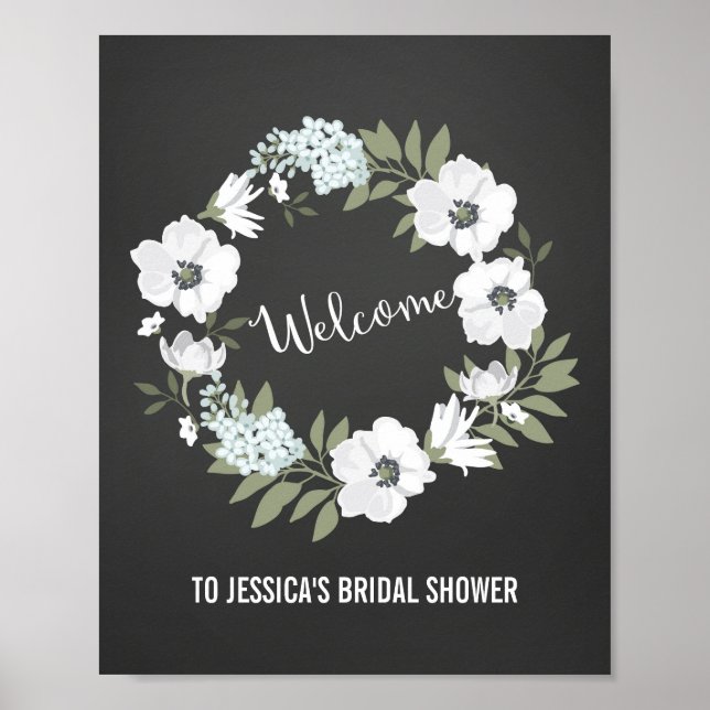 Flowers Wreath Welcome Poster Print (Front)