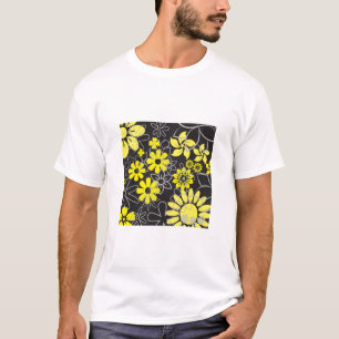 Flowers Yellow And Gray T- T-Shirt