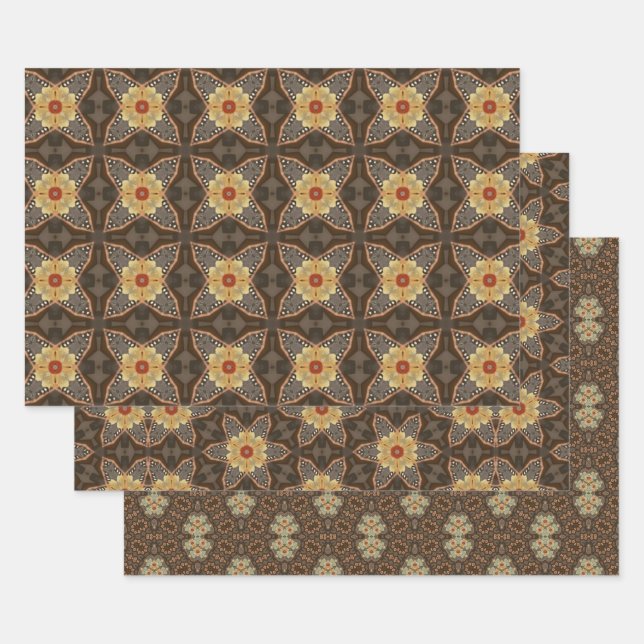 Flowers Yellow Brown Paper pack 13 (Set)