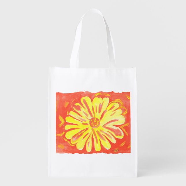 Flowers - Yellow Flower Grocery Bag (Front)