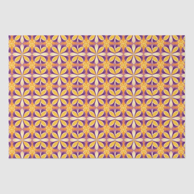 Flowers Yellow Purple Orange Tissue Paper (Front)