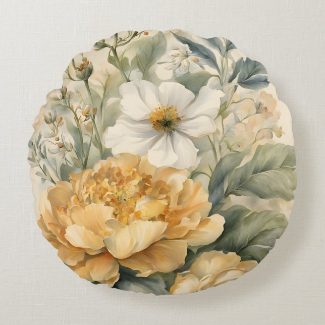 flowersin gardern round pillow (Front)