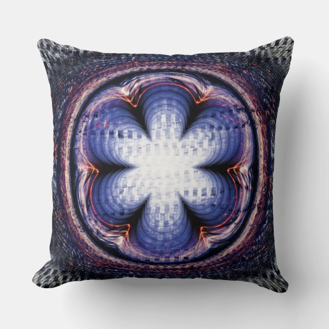 Flowery abstract blue decoration throw pillow (Front)