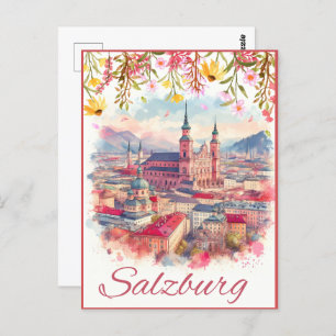 Flowery Austria capital salzburg skyline Postcard