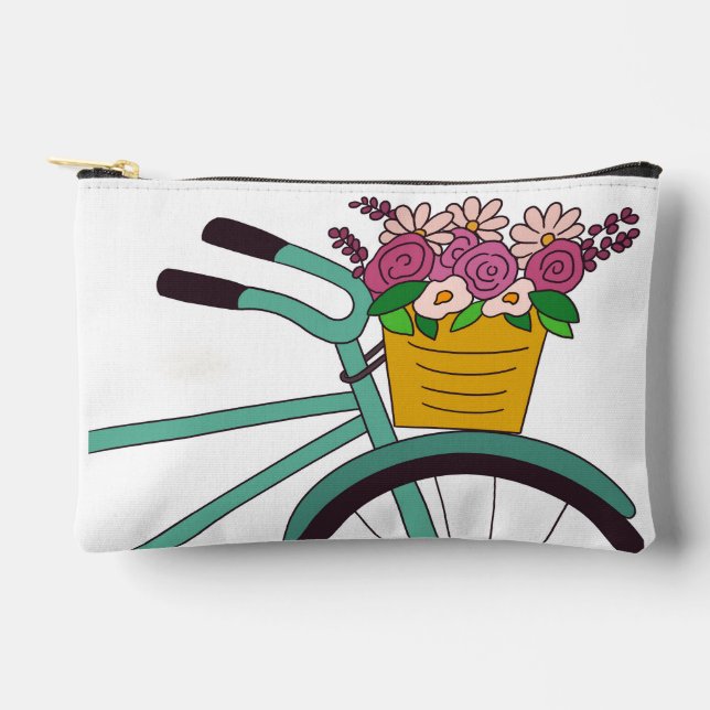 Flowery Bicycle Ride Make-up/pencil Bag (Front)