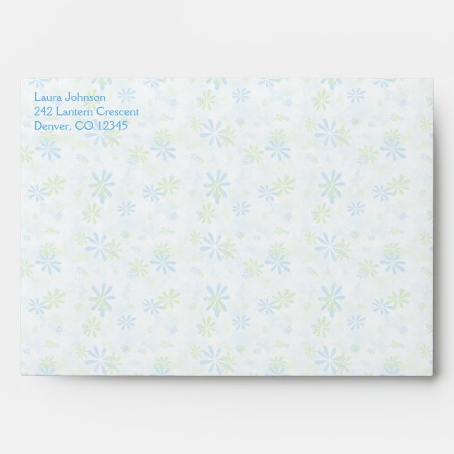 Flowery Blue and Green A7 Envelope (Front)
