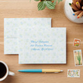 Flowery Blue, White, and Lime A2 Envelope for RSVP (Desk)